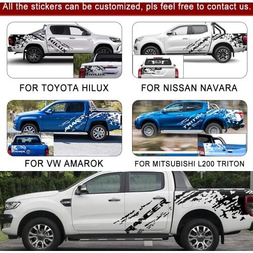 Car Sticker fit for NISSAN NAVARA Toyota Hilux Ford Ranger Mitsubishi L200 Triton VW Amarok 3 Pcs Mud graphic Viny Car Decals