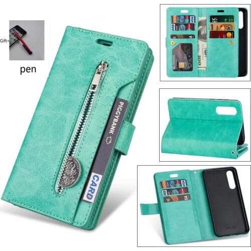 Retro Zipper 9 Card Leather Flip Case for xiao mi 9SE CC9 9lite A3 cover phone case For redmi 8A 7 GO 7A note 8 7 pro K30 case