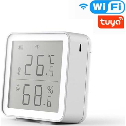 Hot Tuya WIFI Temperature And Humidity Sensor Smart Home Indoor Intelligent Linkage Abnormal Sensor With Alexa No Need Gateway