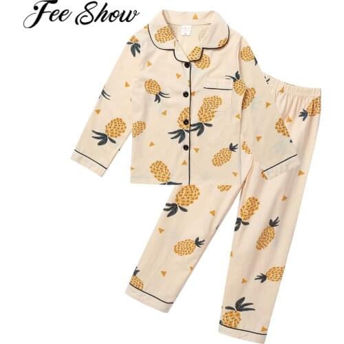 Kids Sleepwear New Autumn Winter Cute Baby Girls Pajamas Set Cotton Long Sleeve Printed Tops Pants Boys Pyjamas Nightwear Suit