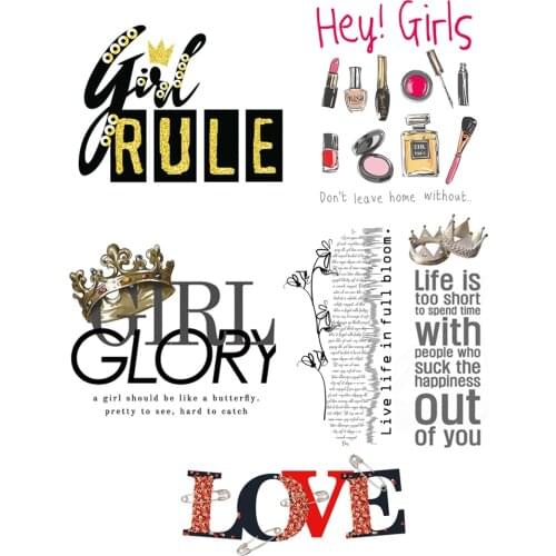 Hey !Girls Iron-on patches thermotransfer for clothes Clothing patches Girl cosmetics thermo-stickers on fabric