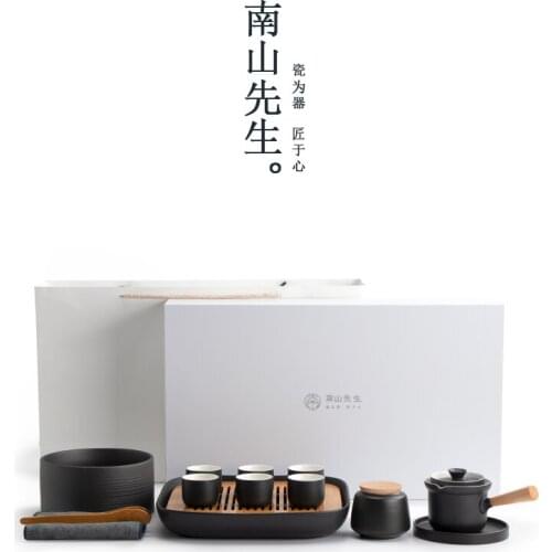 Porcelain Tea Set With Tray Portable Travel Tea Set With Warmer Kung Fu Tea Ceremony Tetera Porcelana Teaware Sets BG50TS