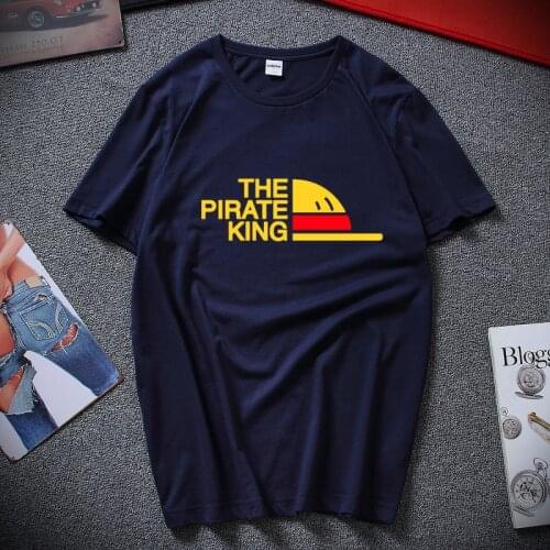 New Brand One Piece T-Shirt Men The Pirate King T Shirt Mens Luffy Tshirt Summer Tees Japanese Anime Cotton Short Sleeve Mens