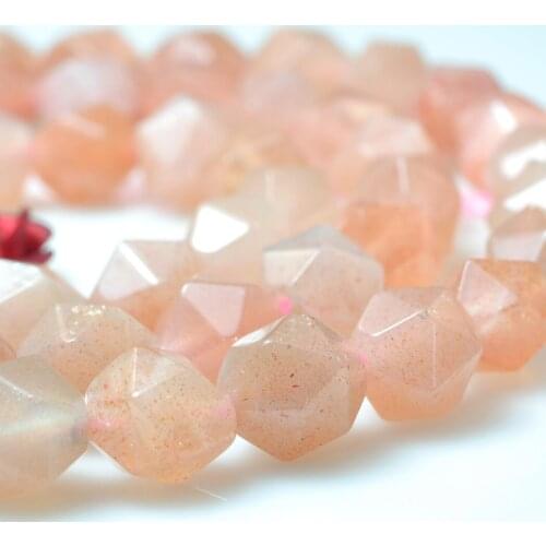 ICNWAY Gemstone Making Jewelry Sunstone Round Dull Polish Faceted Natural Loose Beads DIY Bracelet Necklace 15inch