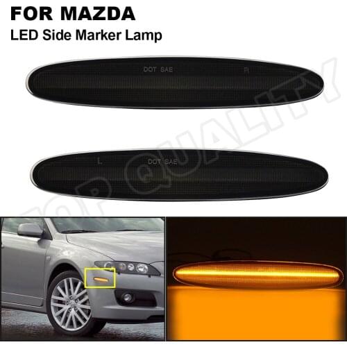 2Pcs Smoked Clear LED Front Bumper Side Marker Light Amber Signal Lamp For Mazda 6 MPS GG GY 2003 2004 2005 2006 2007 2008