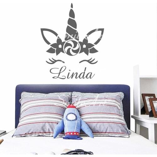 Lovely Custom Name UNICORN Wall Stickers Mural Art Home Decor For Babys Rooms Diy Pvc Sticker Mural Wallpaper