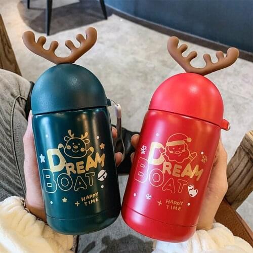 Creative elk Christmas Mug student lovers lovely handy cup outdoor portable small rope water cup
