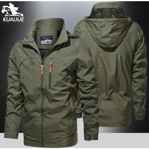 Jacket Men spring autumn New mens Jackets Solid color Hooded windbreaker jackets embroidery casual coat Military Mens coats 817