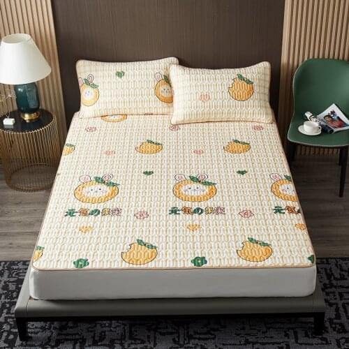 Summer Cool Sleeping Mat Folding Bed Mat Skin-friendly Bed Protection Pad Anti-skid Washable Sleeping Mat for 0.9/1.2/1.5m Bed
