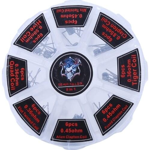 Hot 8 in 1 Clapton Coil platte twisted Mix twisted Fused clapton Alien Clapton Premade Coil with cleaning brush Hand tool set