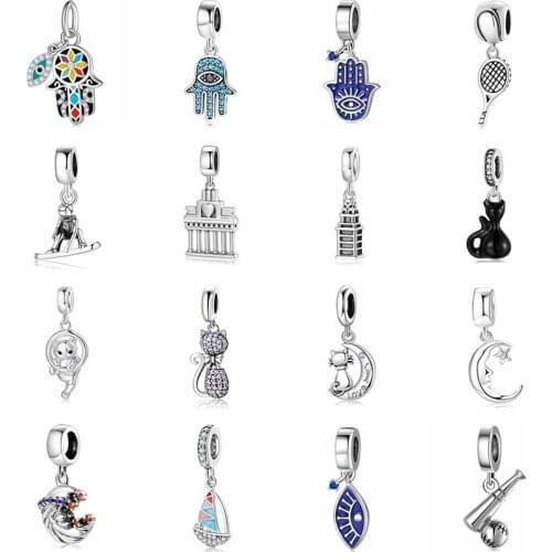 MEETSOFT S925 Sterling Silver Hand Eye Sport Cat Animals Charms of DIY Handmade Making Finding Fine Jewelry Pandent Accessory