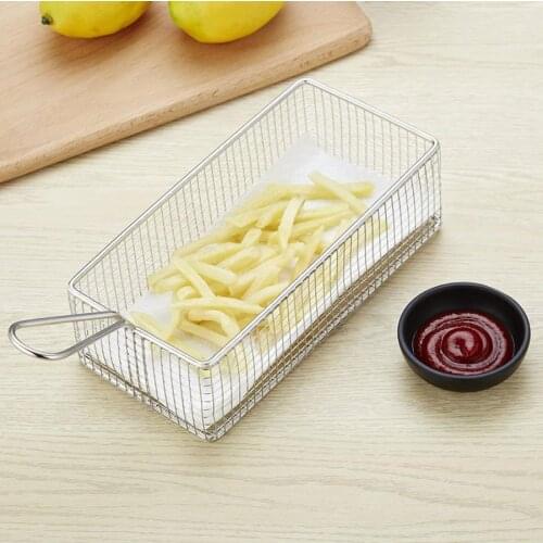 Stainless Steel Fry Baskets Mini French Fries Food Basket Net Mesh Fries Chip Colander Kitchen Food Cooking Tool