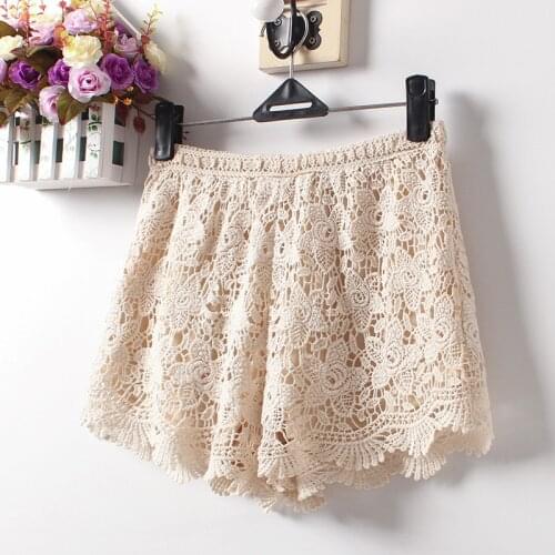 Summer 2018 New Women Sexy Lace Shorts Cotton Floral Lace Crochet Mini Shorts Leisure Short Trousers Plus SIZE