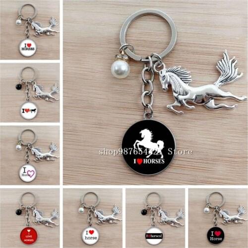 New style I love horseback riding keychain Fashionable personality horse pendant High quality keychain suitable for horse riders