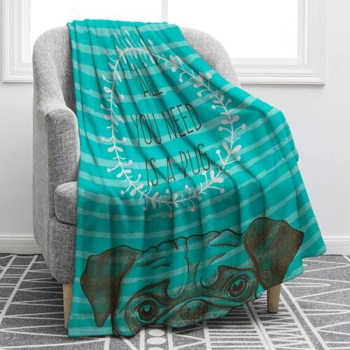 Pug Dog Throw Blanket Smooth and Soft Blanket for Sofa Chair Bed Office Travelling Camping