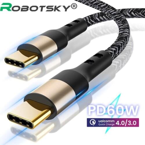 PD 60W USB Type C To USB C Cable For Samsung S20 Fast Quick Charger 4.0 USB-C Cable For Macbook Pro Air Huawei Xiaomi USB Cord