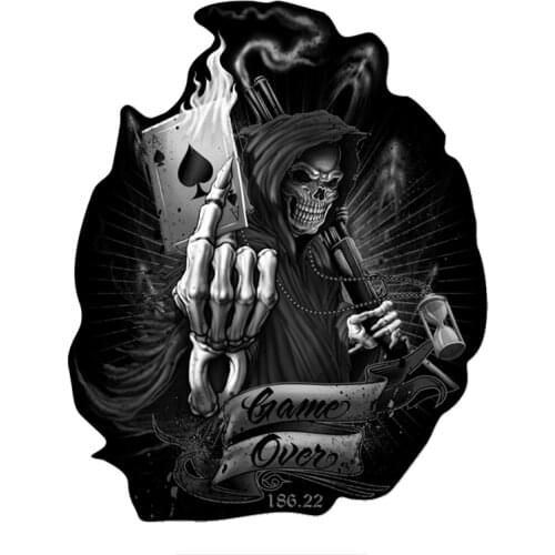 Personality Game Over Skull Spades K Playing Funny Colorful Car Stickersracing Helmet Auto Creativ