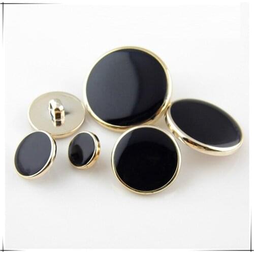 6-15pcs 15-30mm High-end black gold/silver rim plastic buttons coat windbreaker sweater shirt jacket decorative buttons C163