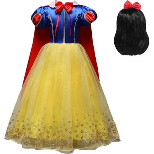 Deluxe Snow White Costume for Girls Floor Length Princess Snow White Dresses with Cloak Halloween Comic Con Child Cosplay Outfit