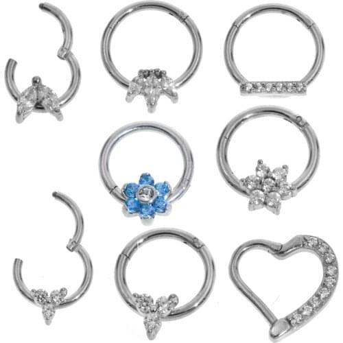 1Pc 6-12mm Surgical Steel Segment Nose Ring Septum Clicker Ear Helix Tragus Hoop Ring Body Piercing Hanger Clip On Jewelry