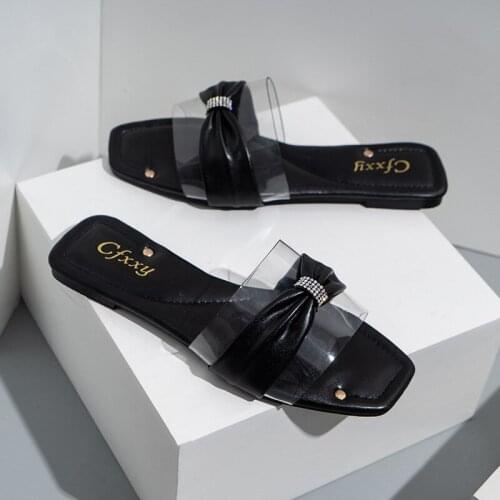 Trend PVC Slippers Women Flat Heel Rubber Sole Solid Outdoor Causal Beach Slides Non Slip Summer Sandals Ladies Shoes 2021