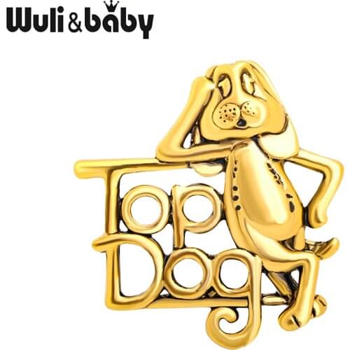 Wuli&baby Vintage Top Dog Brooches For Women Unisex Cute Animal Pets Party Casual Brooch Pins Gifts