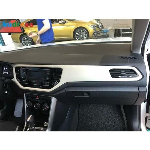Car Interior Central Console Panel Cover Trim Strip For Volkswagen T-Roc 2017 2018 2019 Carbon Firber Air Vent Outlet Frame Trim