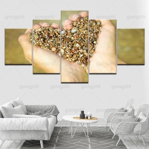 Beach Love Holding Sand Creative Love Home Photography Frameless Wall Painting Waterproof Ink Printing Technology Canvas Poster
