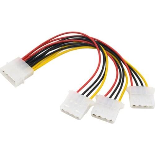 High Quality 4 Pin Molex Male to 3 port Molex IDE Female Power Supply Splitter Adapter Computer 4Pin IDE Power Cord