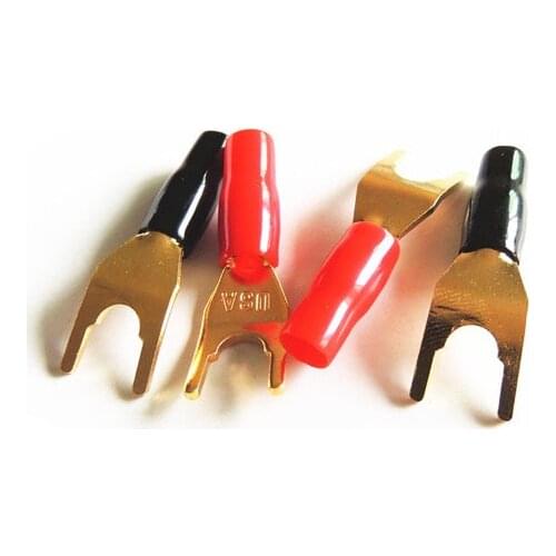 Y Plug 45 Degree Gold Plated Speaker Banana U Fork Y Spade Plug Connector for Speaker Wire DIY