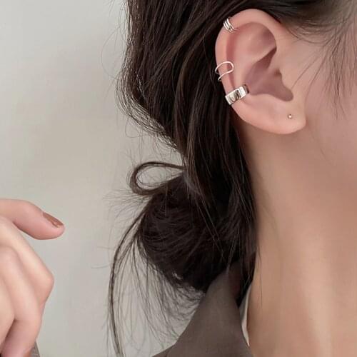 1pair (No pierced) SMALL Authentic 925 Sterling silver Rows/ Smooth Clip Earrings Charms Jewelry TLE1192