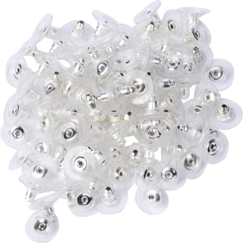 100Pcs Hypoallergenic Bullet Earring Back Safety Clutch with Pad Accessories New
