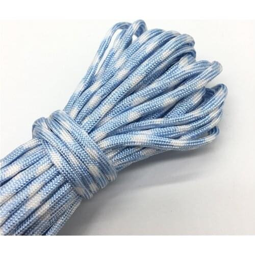 10yds Paracord 550 Parachute Cord Lanyard Rope Mil Spec Type III 7 Strand Climbing Camping Survival Equipment #Sky blue+white