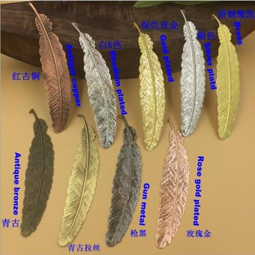 110x24mm 100piece Big feather bookmark flower piece filigree flower wraps connector pendant charms FCN-008