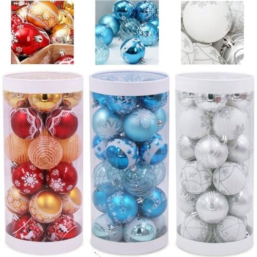 24pcs Christmas Tree Ball Decorations for DIY Xmas Party Wedding 6CM Plastic Baubles Balls Hanging Ornament for Home Decor