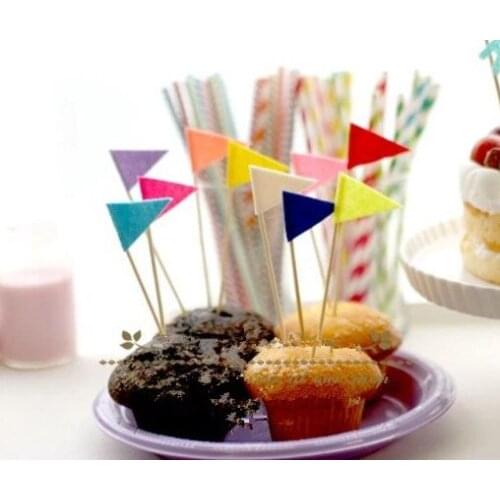 28pcs Pastel Rainbow Theme Cake Toppers Bunting Birthday Party Wedding Party Decoration Table Centerpieces