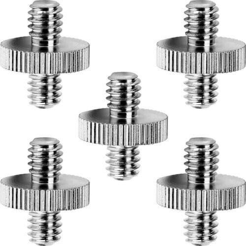 5pcs 1/4"-20 Male to 1/4"-20 Male Threaded Screw Adapter Standard Tripod Mount