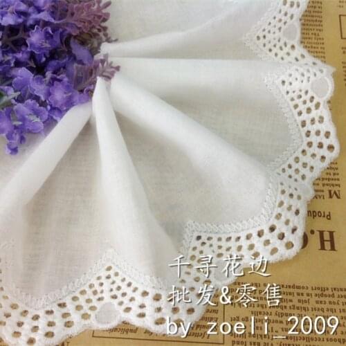 5 Yard / Lot New High Quality 10.5CM Cotton Cloth Lace Trim DIY Manual Embroidery Clothes Accessories White Lace Fabric