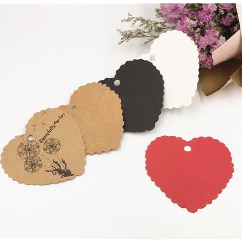 50pcs Paper Heart Shape Blank Gift Label Hang Tags Garment Price Tags Valentines Day DIY Handmade Gifts Packing Labels