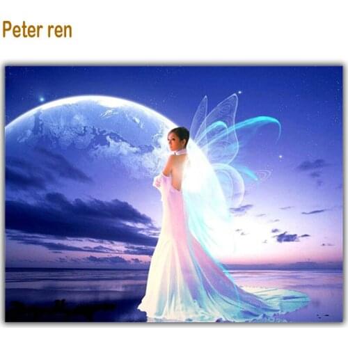 Peter ren Diamond painting Cross stitch Round/Square diamond mosaic Rhinestone Full embroidery Home Decor"Planet Butterfly Girl"