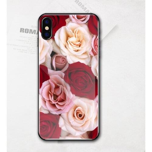 For iphone xs max case earth rose tempered glass case for iphone x xr xs max 11 pro max 6 6s 7 8 plus DIY case