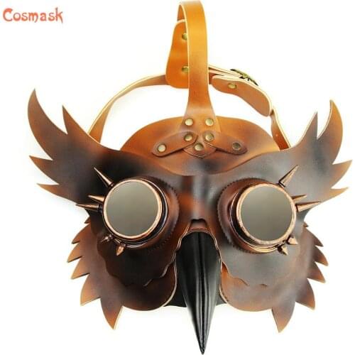 Cosmask Halloween Plague Bird Mask Real Adult Party Costume Horror Mask Steampunk Plague Bird Mask Stage Show Cosplay