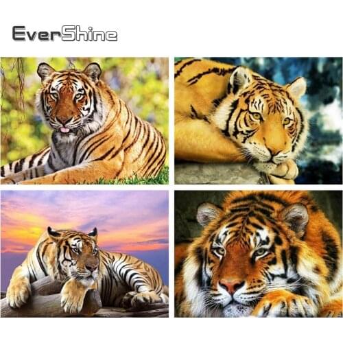 Evershine Diamond Painting Tiger Embroidery Animals Full Square Drill Cross Stitch Picture Of Rhinestones Mosaic Home Decoration