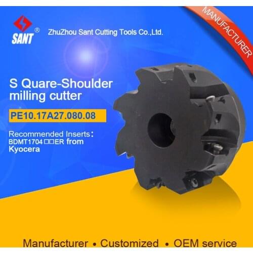 Indexable Milling cutter PE10.17A27.080.08, with BDMT11T3 carbide insert for Walter from SANT cutting tools company