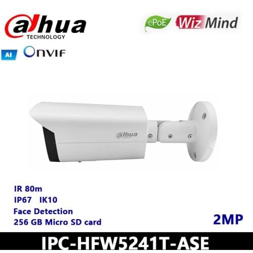 Dahua IP Camera IPC-HFW5241T-ASE-NI 2MP Pro AI Full-color Fixed-focal Bullet Network Camera Intelligent detection with ePoE