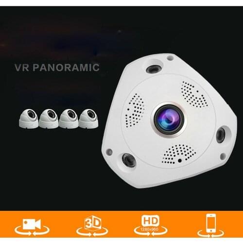 CCTV Security IP 1.3MP/3MP/5MP Audio Camera NighVision WIFI IP VR 3D Fisheye Camera 360 Degree Wide Range Panoramic