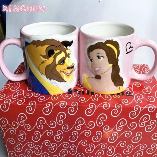 350ML Cartoon Beauty and The Beast Coffee Mug Ceramics Porcelain Couple Drinkware Mugs Coffee Cups for Valentines Day Gifts HOT