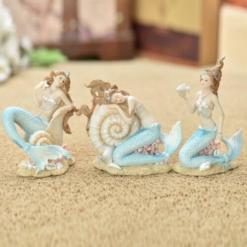 Creative Mermaid Princess Kawaii miniature garden Animals Fish Figurines Resin arts and crafts wedding gift home decoration