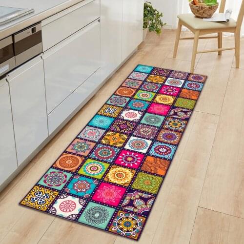 Mandala Home Kitchen Floor Carpet Non-slip Entrance Door Mat Vintage Flannel Bath Mat Rugs for The Bedroom Living Room Kitchen