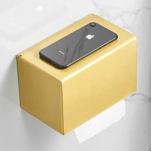 Brushed Gold Bathroom Paper Holder Bath Toilet Paper Holder Wall Mounted Paper Storage Box Bathroom Accessories